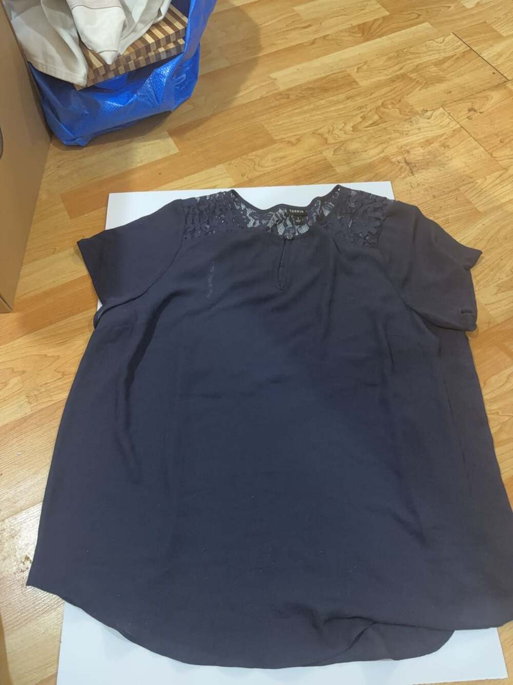 Torrid Black Lace Yoke Keyhole Blouse Size 1